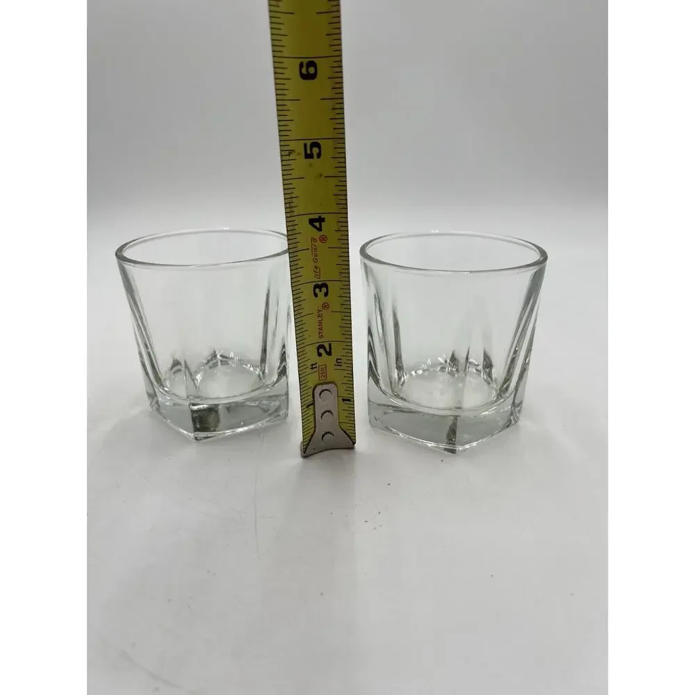 Set of 2 Libbey DuraTuff Inverness Rocks Whiskey Glasses 7 oz Heavy Base